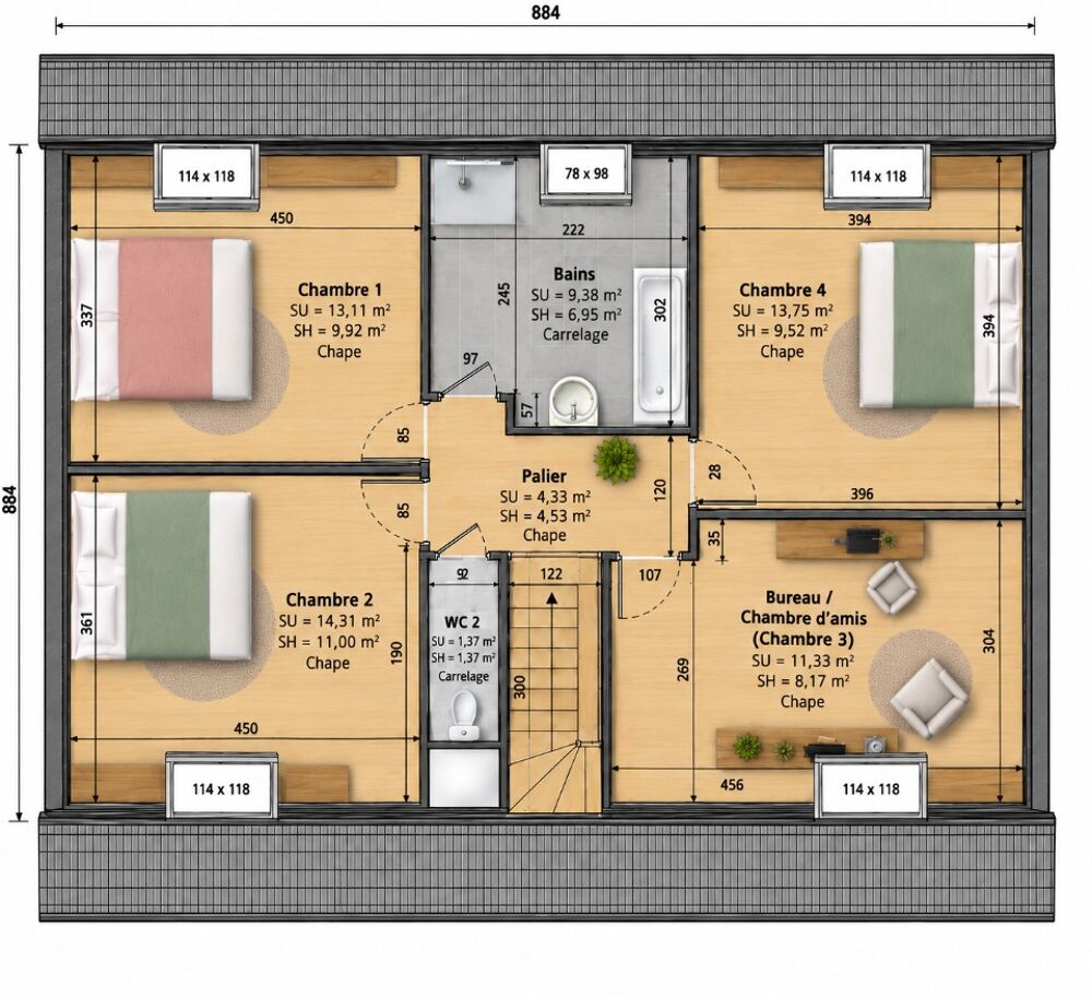 vente Maison - 5 pièce(s) - 110 m² Bosc-le-Hard (76850)