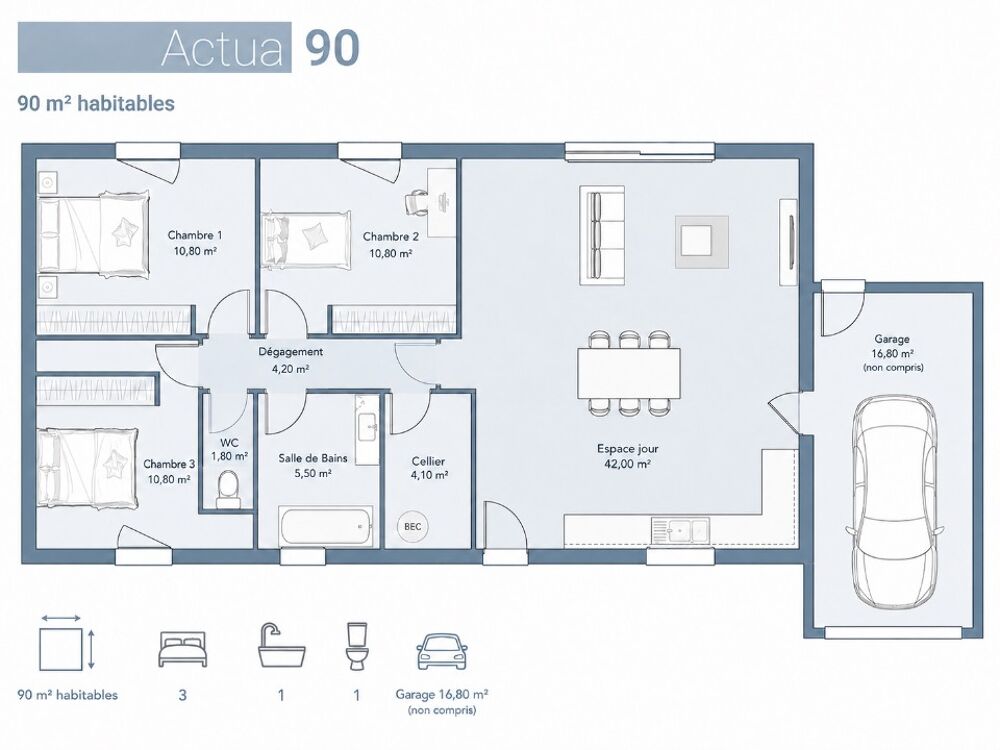 vente Maison - 4 pièce(s) - 90 m² Rochefort-du-Gard (30650)