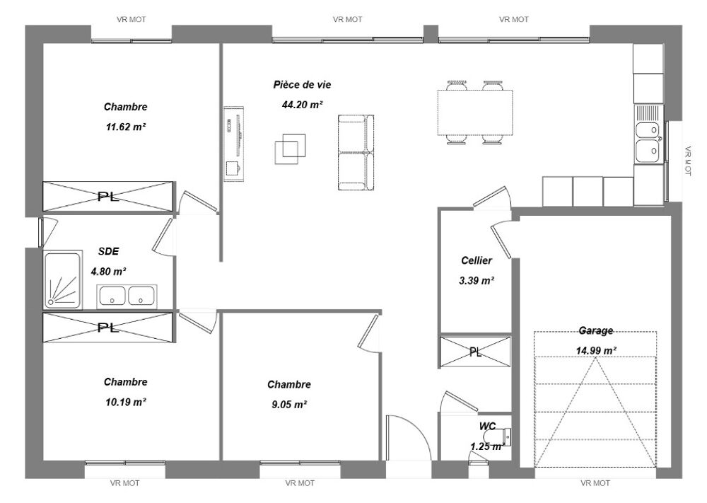 Belle maison de 84 m² de plain-pied. Vous retrouver....