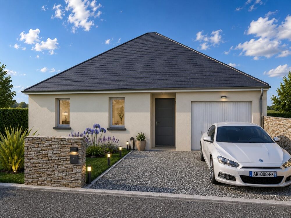 Maison de plain pied avec sa toiture en 4 pans. vous acc....