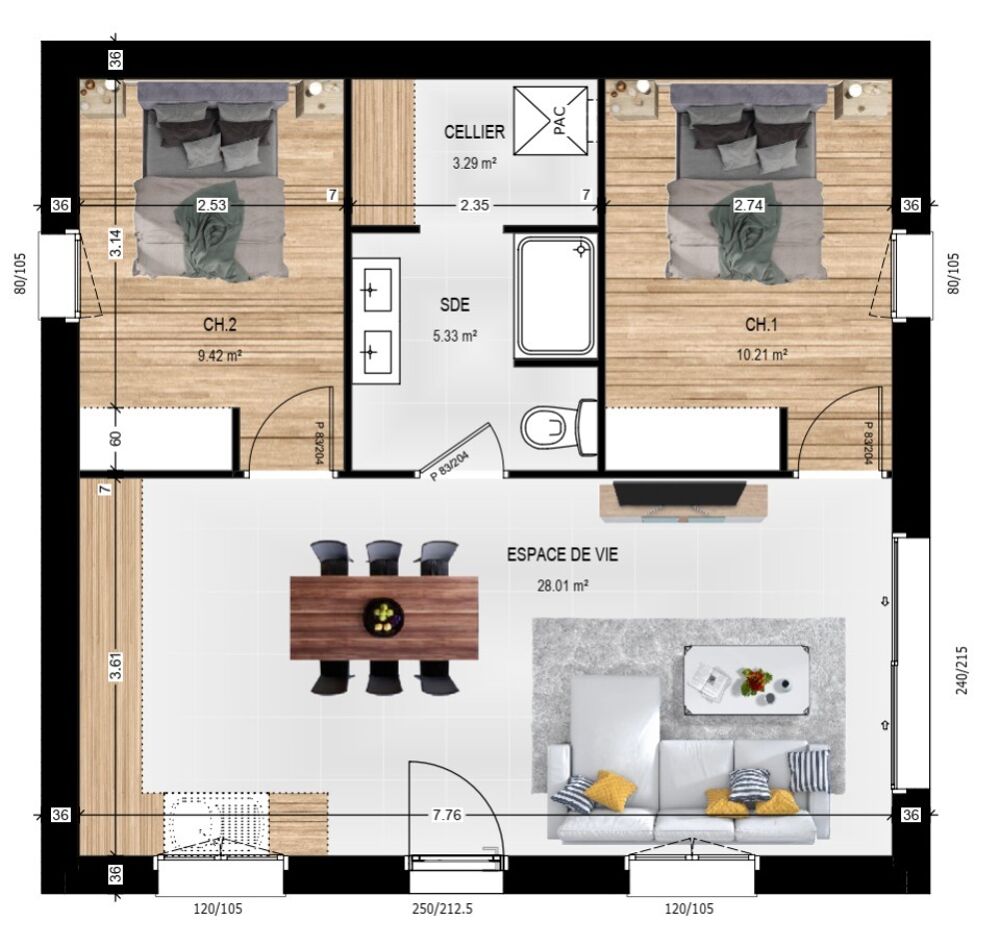 MAISON À CONSTRUIRE DE 56 M² À MAZÉ, 3 PIÈCES R....