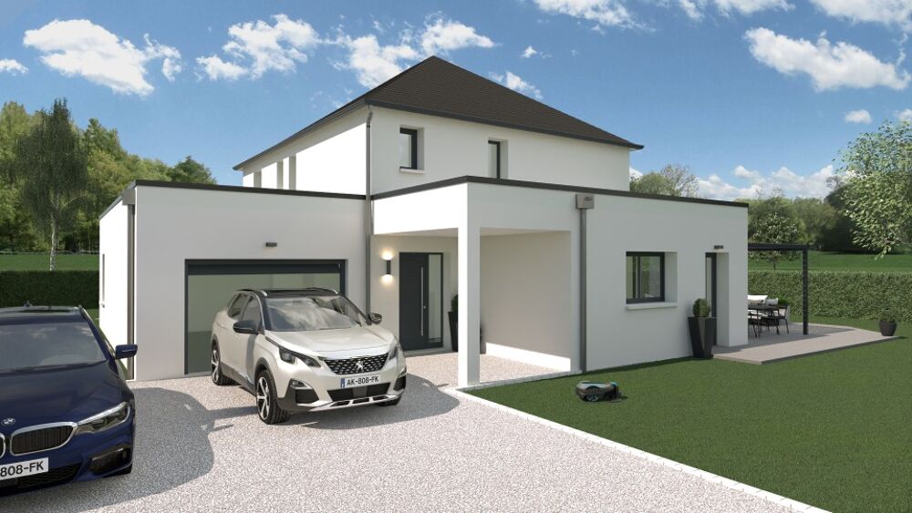Cette maison à construire est un mélange de toit à 4 pan....