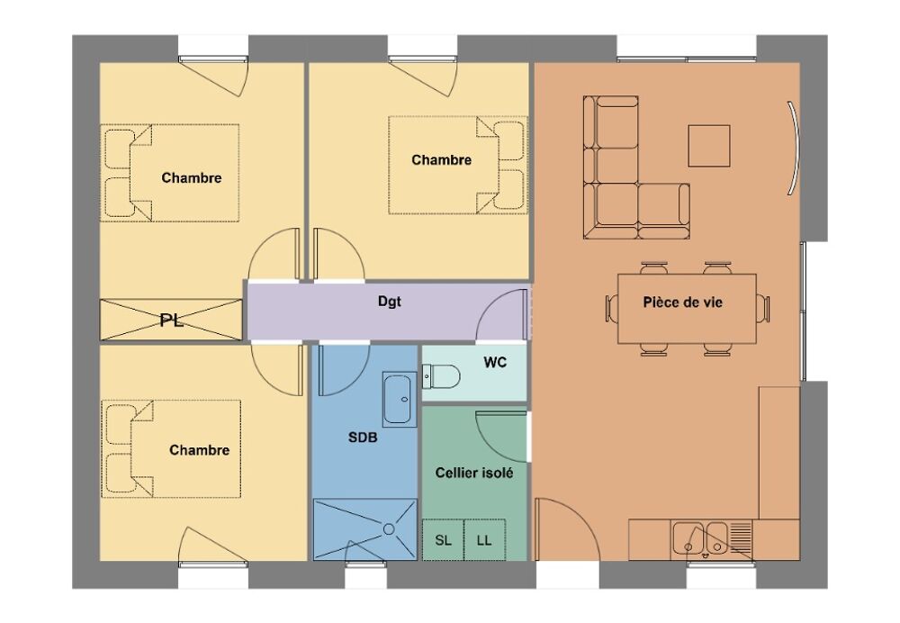 vente Maison - 4 pièce(s) - 69 m² Rochefort-en-Terre (56220)