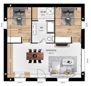  Maison 3 pi�ces 56 m� Maz�