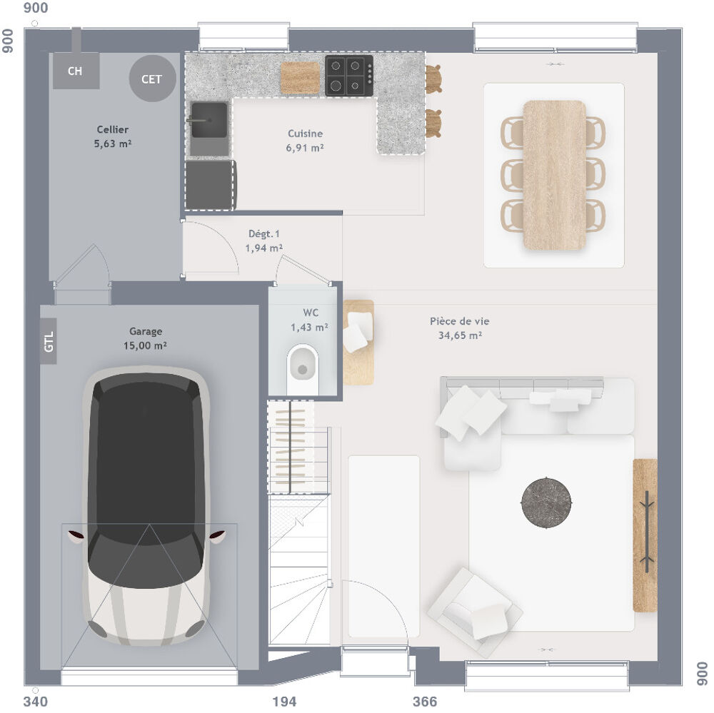 MAISON À CONSTRUIRE DE 90 M² AVEC 5 PIÈCES Fait....