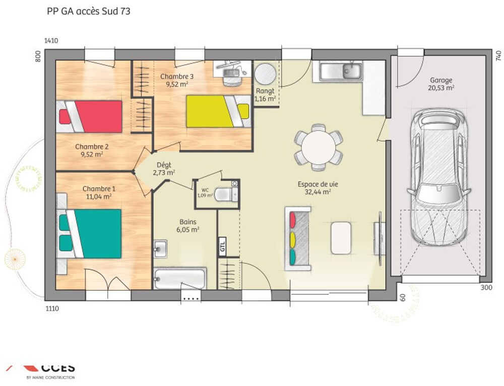 VENTE d'une maison de 5 pièces (73 m²) à Teloché Idé....
