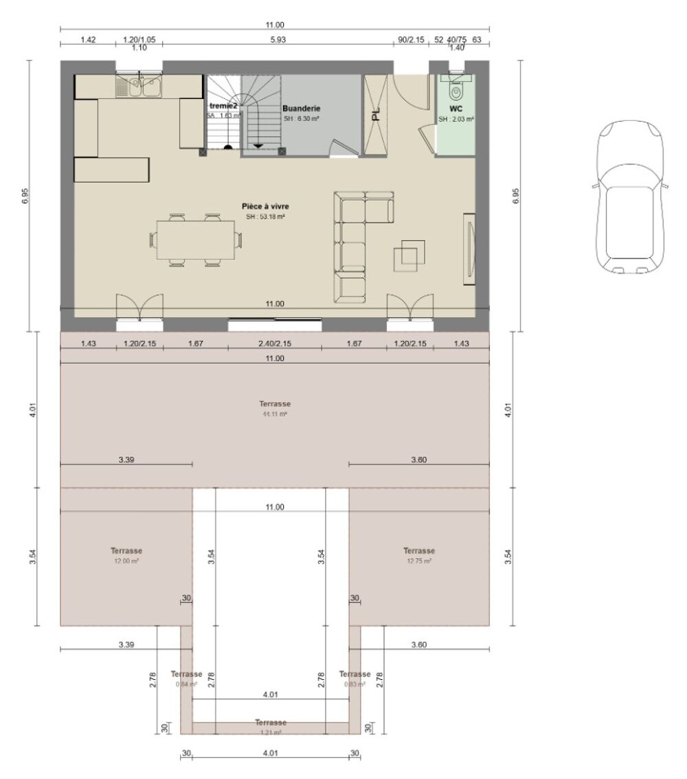 Maison de type bastide d'une superficie de 119m2. Elle e....