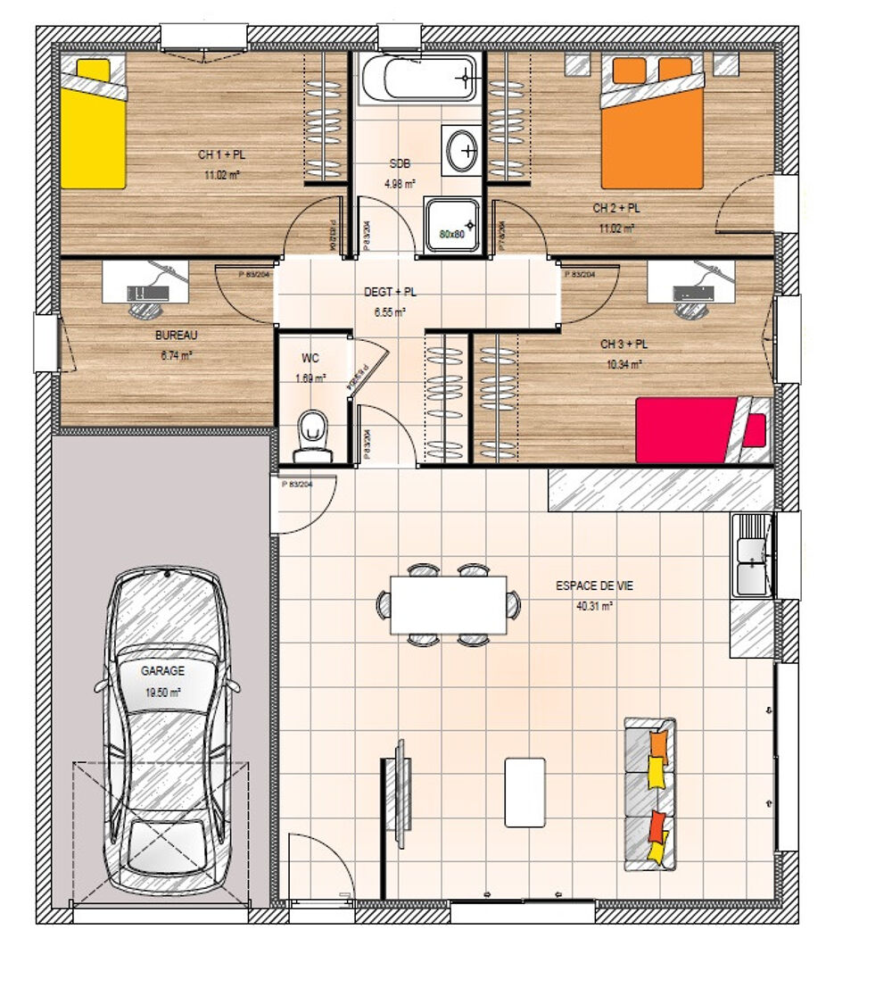 MAISON À CONSTRUIRE DE 90 M² PROCHE DE CERNUSSON, 5 PIÈC....