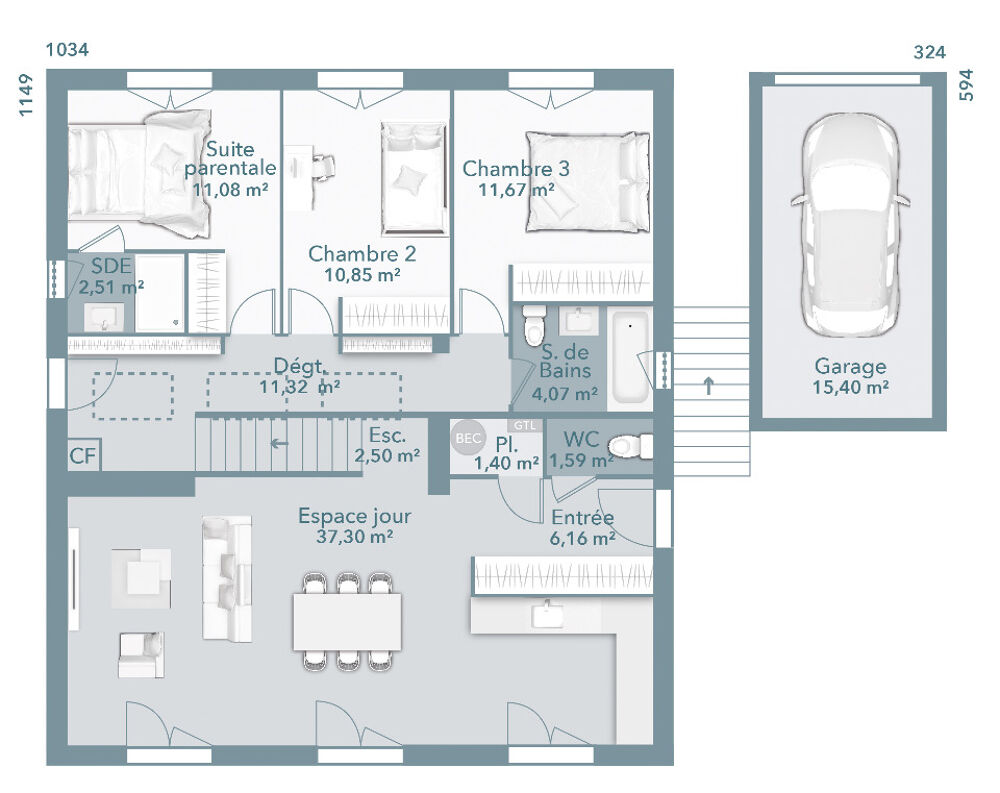 vente Maison - 5 pièce(s) - 100 m² Le Castéra (31530)