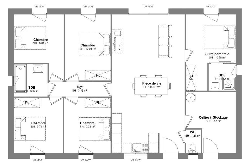Voici une belle maison de 107m² à construire, comprenant....