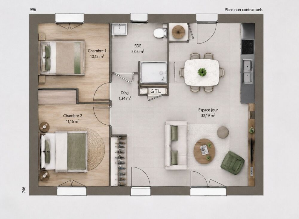 vente Maison - 3 pièce(s) - 60 m² Montbazin (34560)