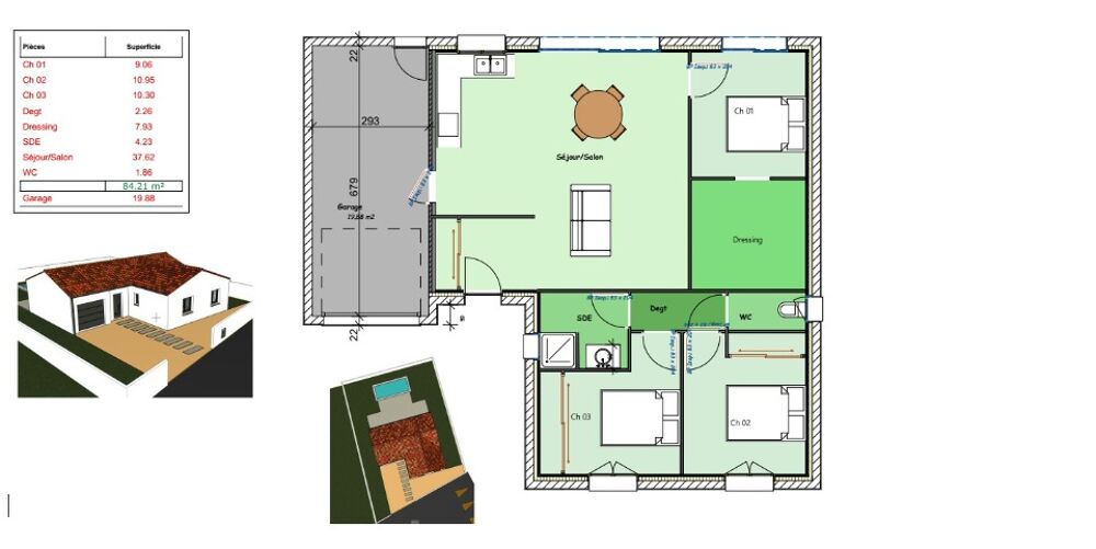 Vairé : maison F4 (84 m²) à vendre Proche de La Roch....