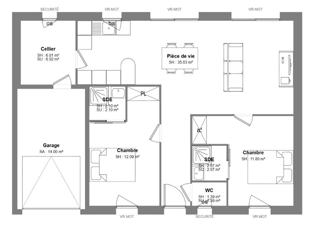 Belle maison à construire de 70 m² habitables avec garag....