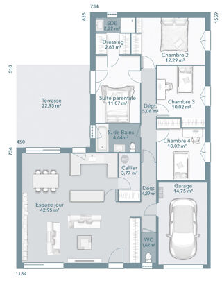  Maison � vendre 5 pi�ces 110 m� Donneville