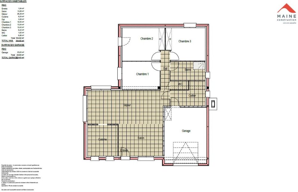 MAISON À CONSTRUIRE DE 104 M² À VOIVRES-LÈS-LE-MANS, QUA....