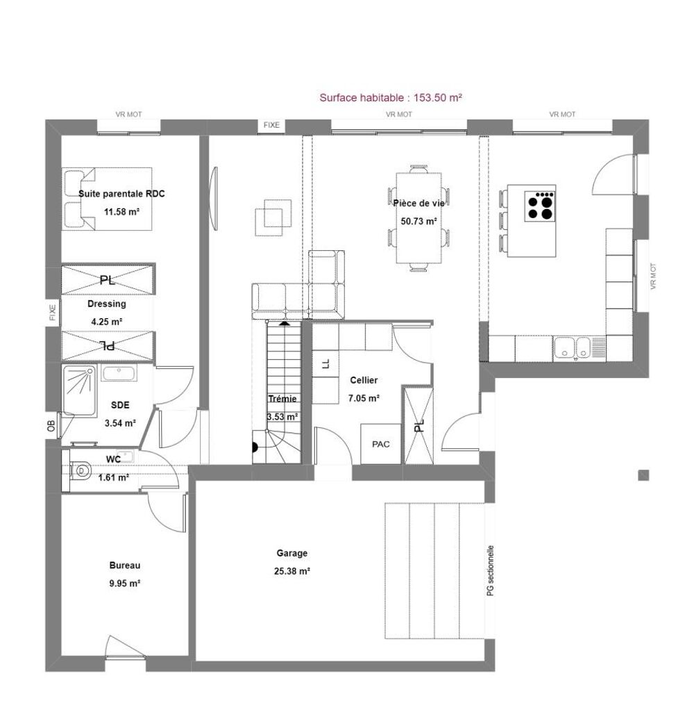 Cette maison à construire est un mélange de toit à 4 pan....