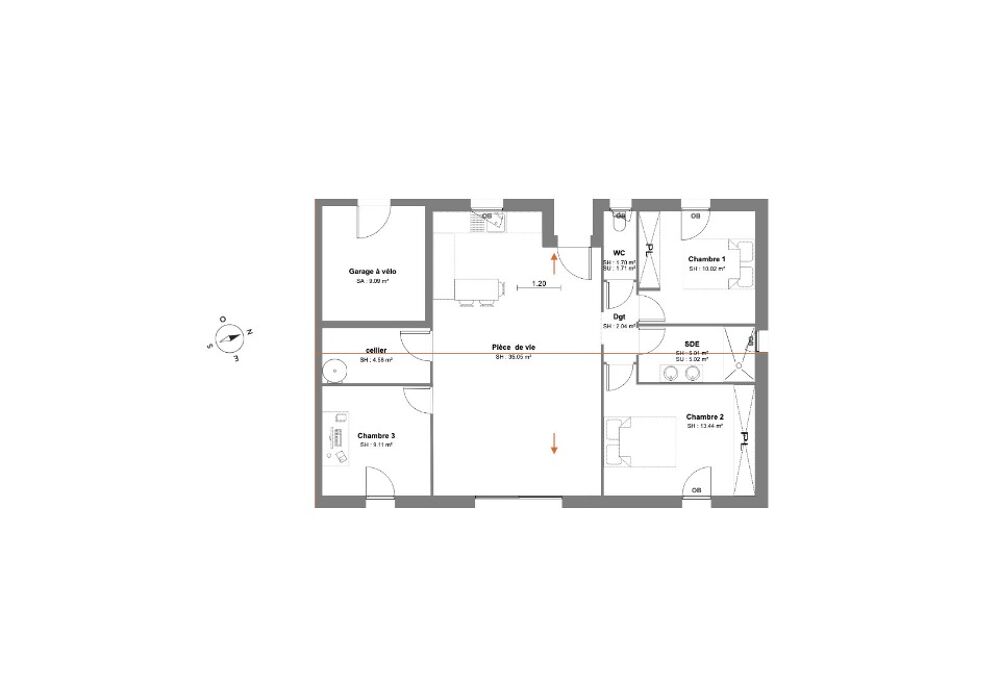 vente Maison - 4 pièce(s) - 81 m² Bias (40170)
