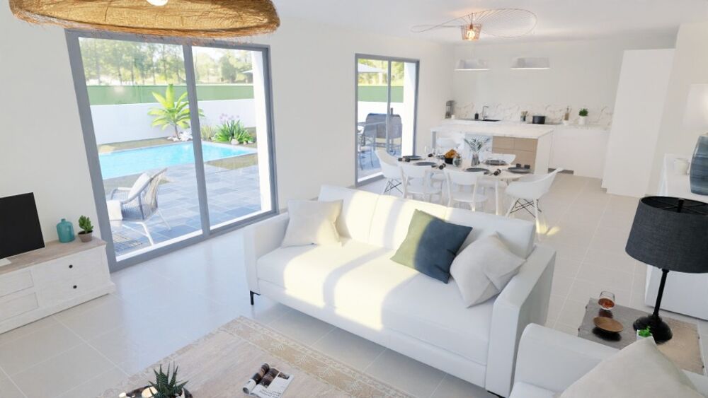 Villa de plain-pied en L - 90 m², lumineuse et fonctionn....