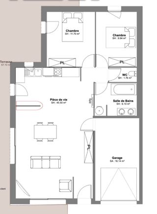  Maison � vendre 3 pi�ces 70 m�