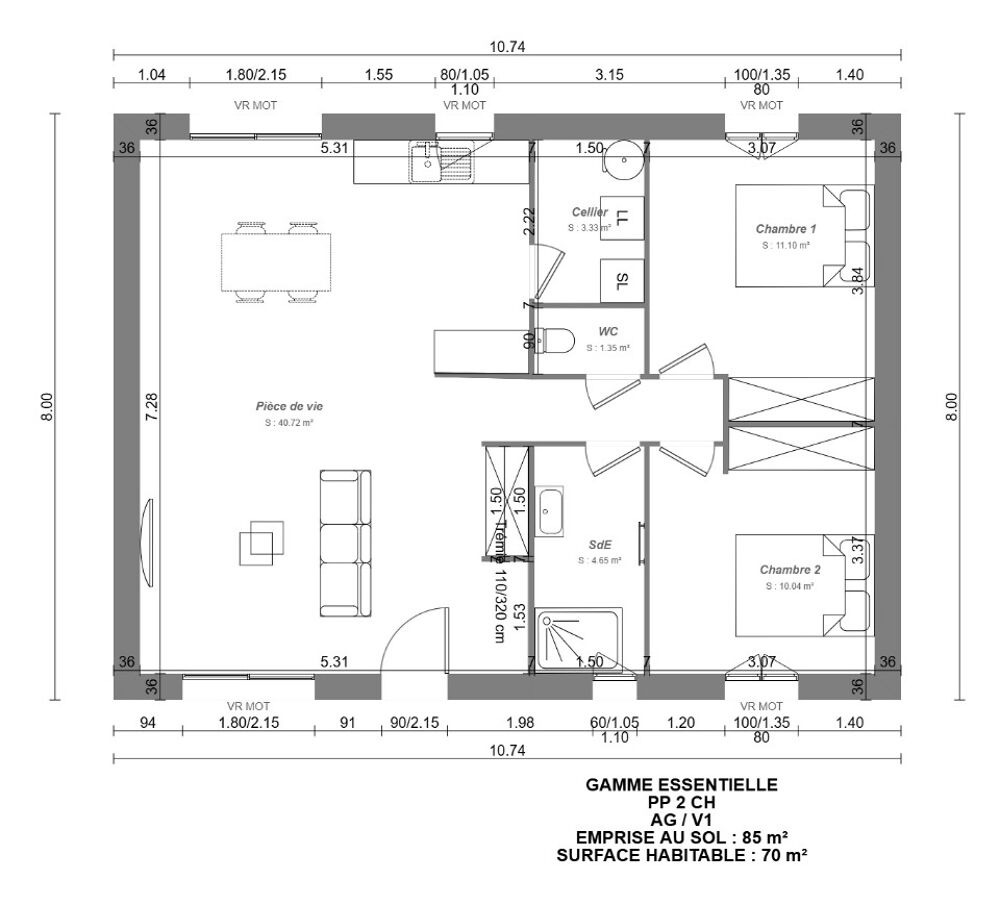 MAISON À CONSTRUIRE DE 70 M² AVEC 3 PIÈCES À COINGS, PRO....