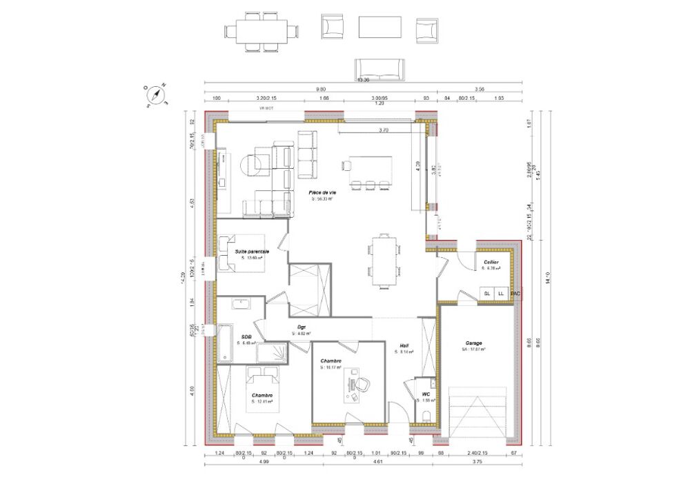 MAISON NEUVE DE PLAIN-PIED DE 120 M² À HARNES - 4 CHAMBR....
