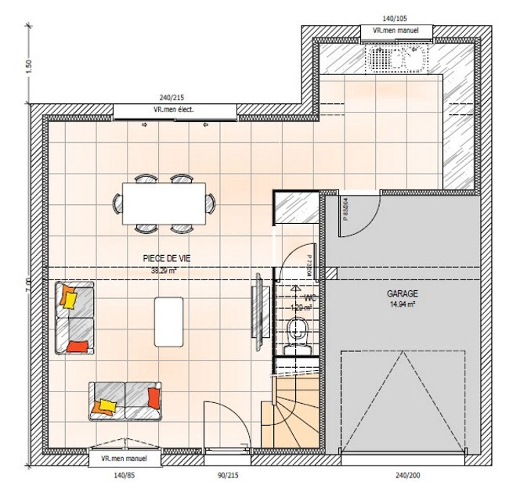 MAISON À CONSTRUIRE DE 87 M² PROCHE D'ANGERS, 5 PIÈCES.<....