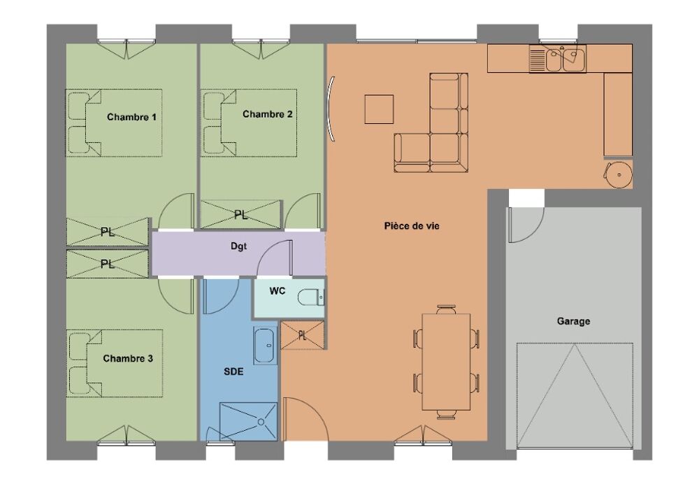 MAISON NEUVE À CAUDAN AVEC 80 M² DE SURFACE HABITABLE<BR....