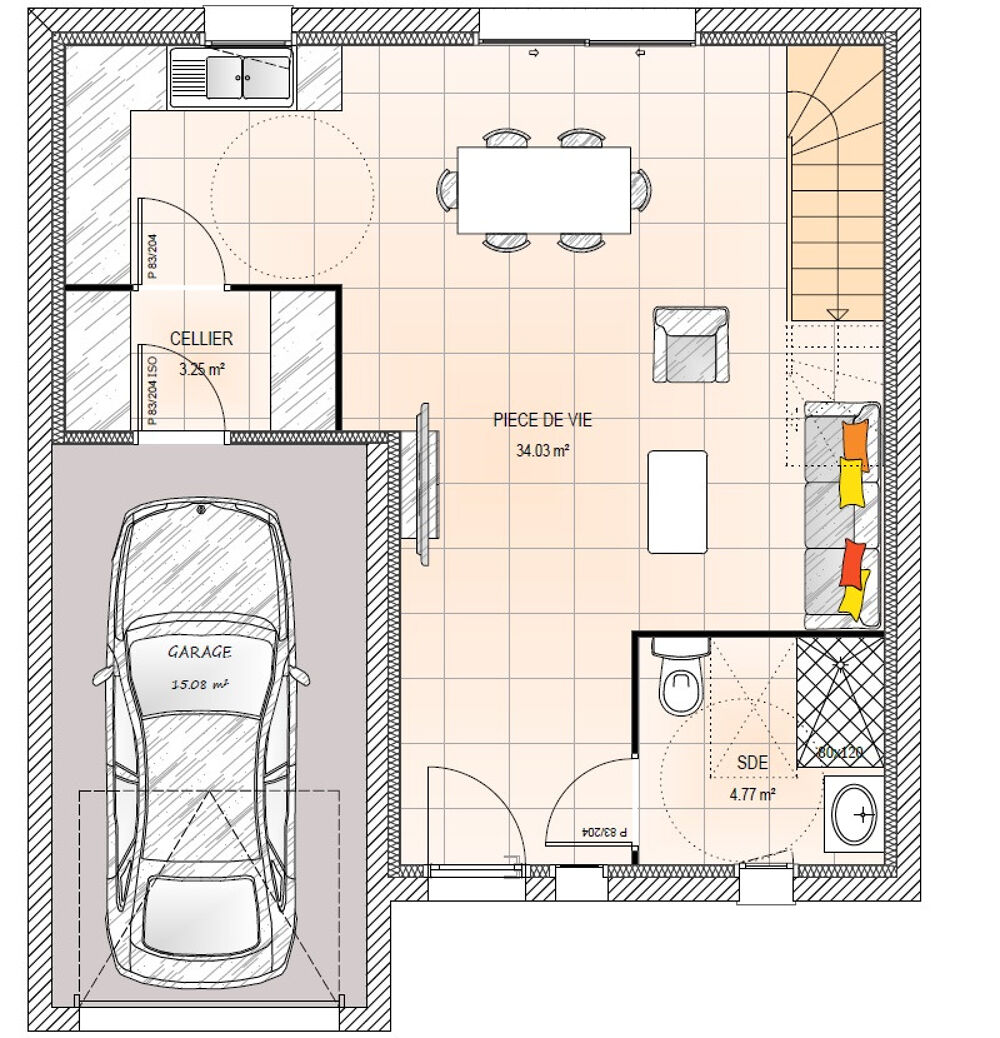 MAISON À CONSTRUIRE DE 94 M² PROCHE D'ANGERS, 6 PIÈCES<B....