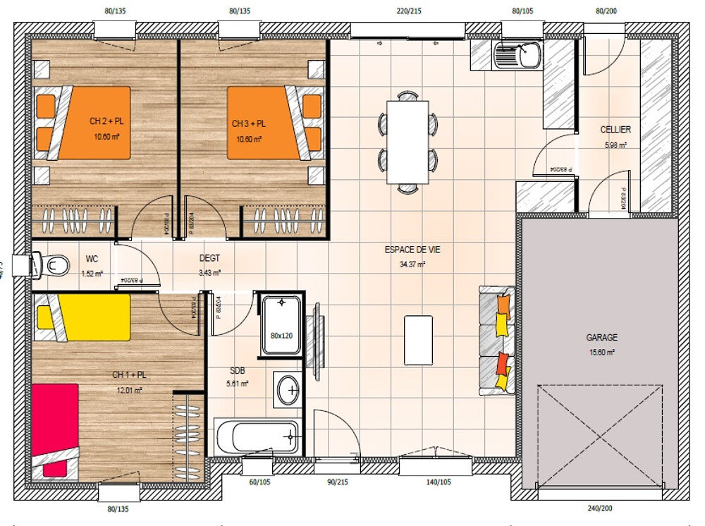 MAISON À CONSTRUIRE DE 80 M² IDÉALEMENT SITUÉE À LA CHAP....