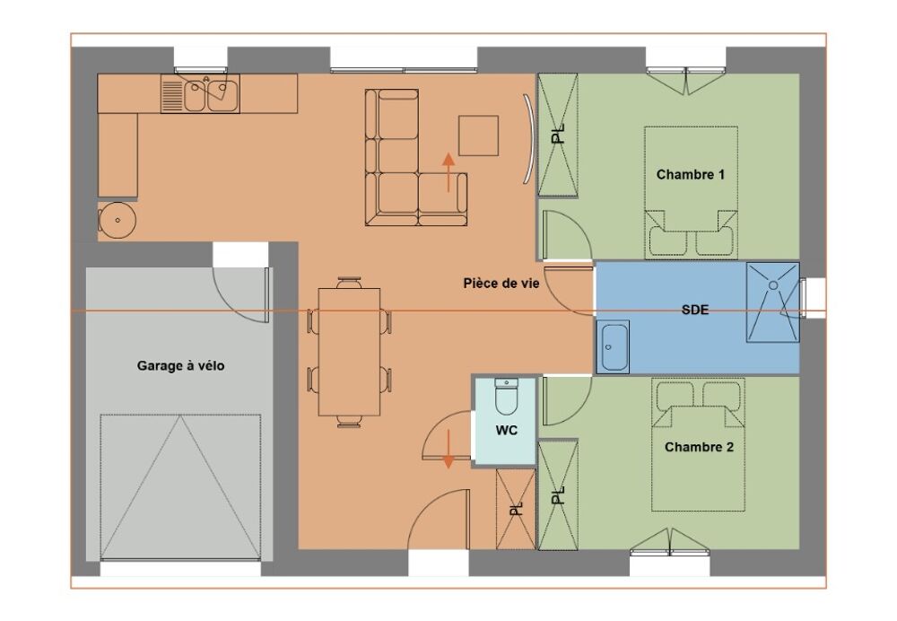 MAISON NEUVE À CONSTRUIRE DE 59 M² À CHATÉLAUDREN - 3 PI....