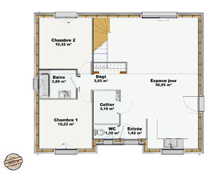  Maison 3 pices 71 m Locoal-mendon