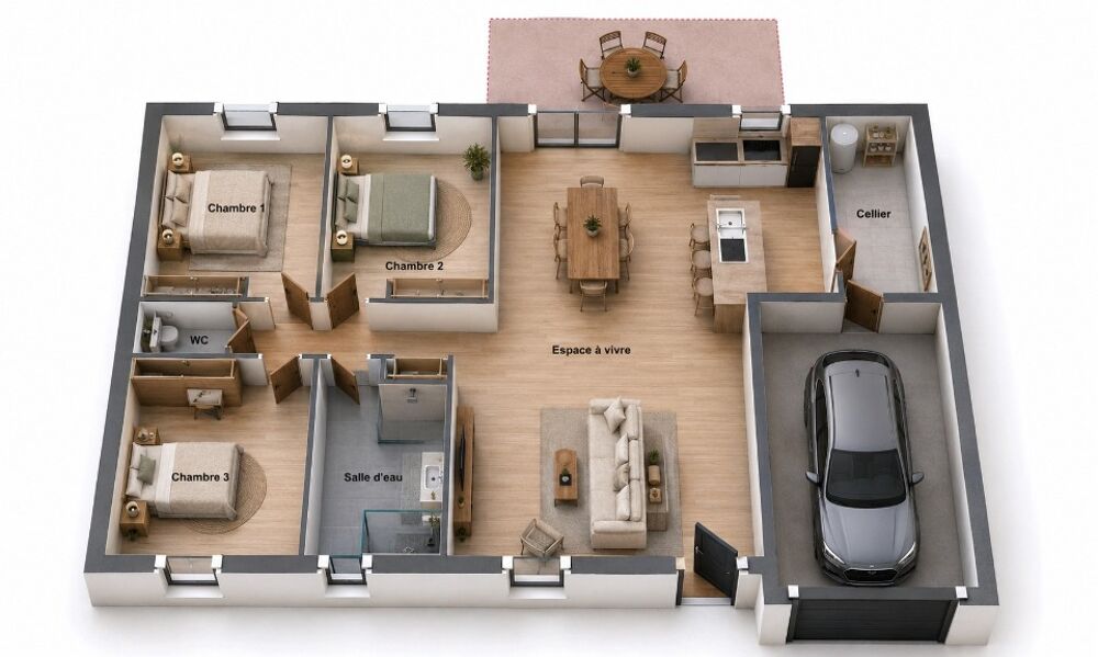 MAISON À CONSTRUIRE DE 85 M² PROCHE DE TOURS, 4 PIÈCES.<....