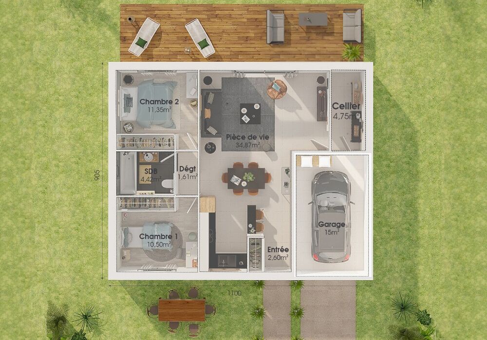 vente Maison - 3 pièce(s) - 70 m² Loupian (34140)