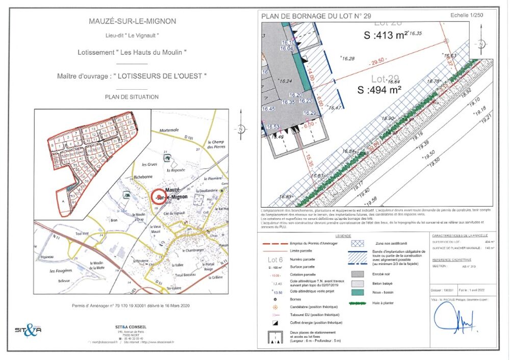 vente Terrain - 494 m² Mauzé-sur-le-Mignon (79210)