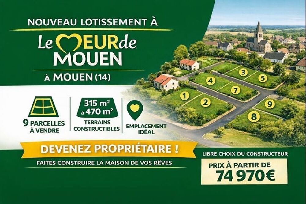 vente Terrain - 325 m² Mouen (14790)