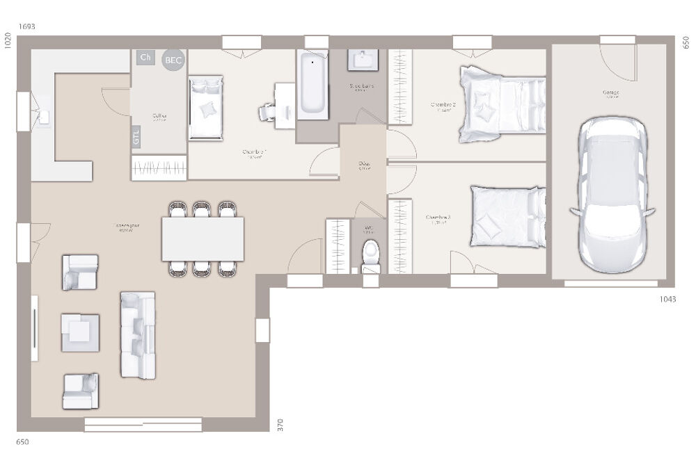 vente Maison - 4 pièce(s) - 95 m² Taponas (69220)