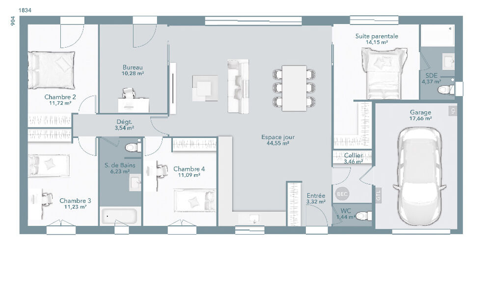 vente Maison - 6 pi�ce(s) - 125 m� Montgiscard (31450)