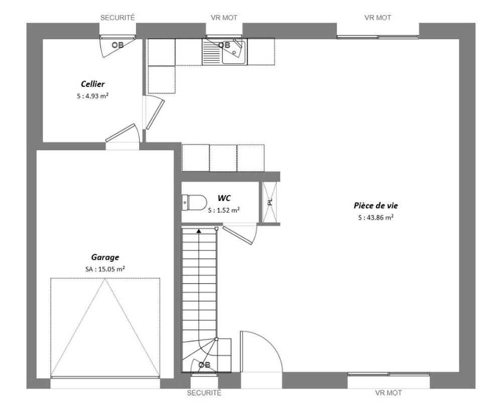 Maison à construire de 111 m² offrant une belle pièce de....