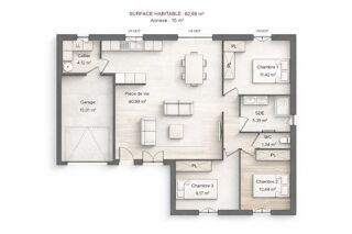  Maison 5 pi�ces 83 m� Plaimpied-givaudins