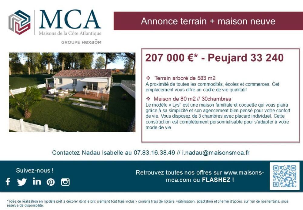 PEUJARD - MAISON NEUVE DE 80 M² SUR TERRAIN DE 587 M²<BR....