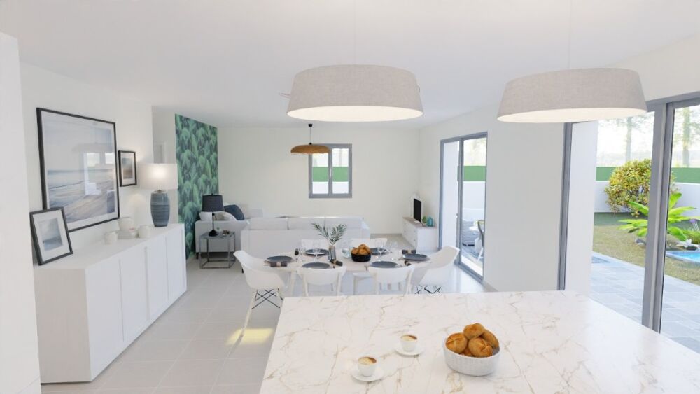 Villa de plain-pied en L - 90 m², lumineuse et fonctionn....