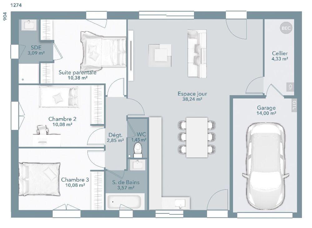 vente Maison - 4 pièce(s) - 90 m² Saussines (34160)