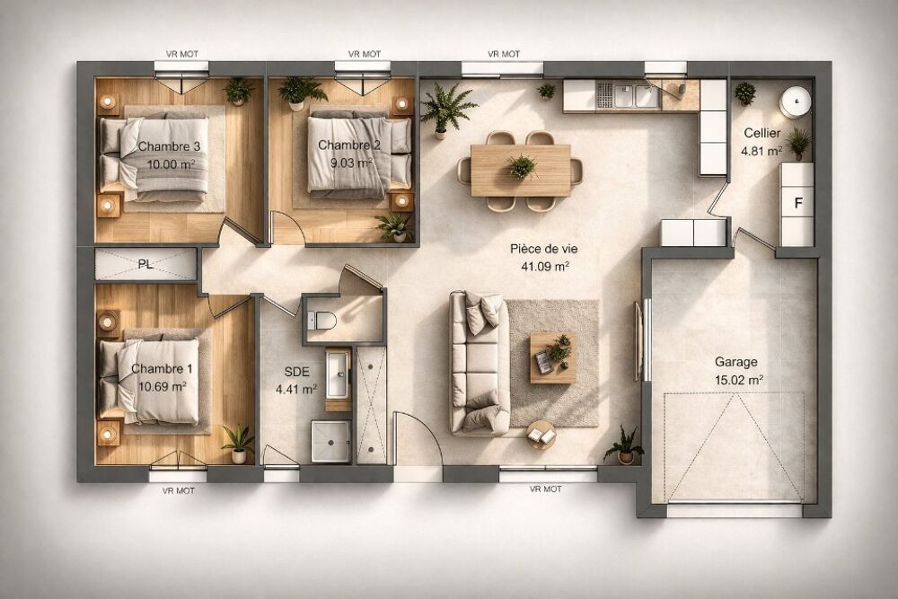 MAISON À CONSTRUIRE DE 82 M² PROCHE DE VIERZON, 5 PIÈCES....