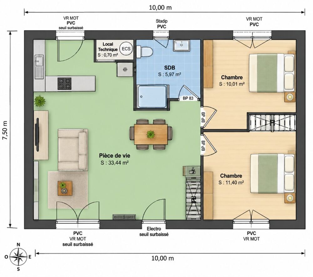 vente Maison - 3 pièce(s) - 60 m² Beuzeville-la-Grenier (76210)