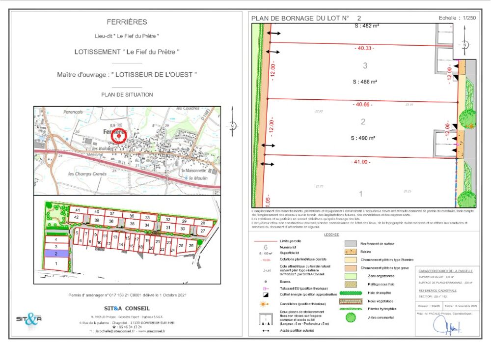 vente Terrain - 490 m² Ferrières (17170)