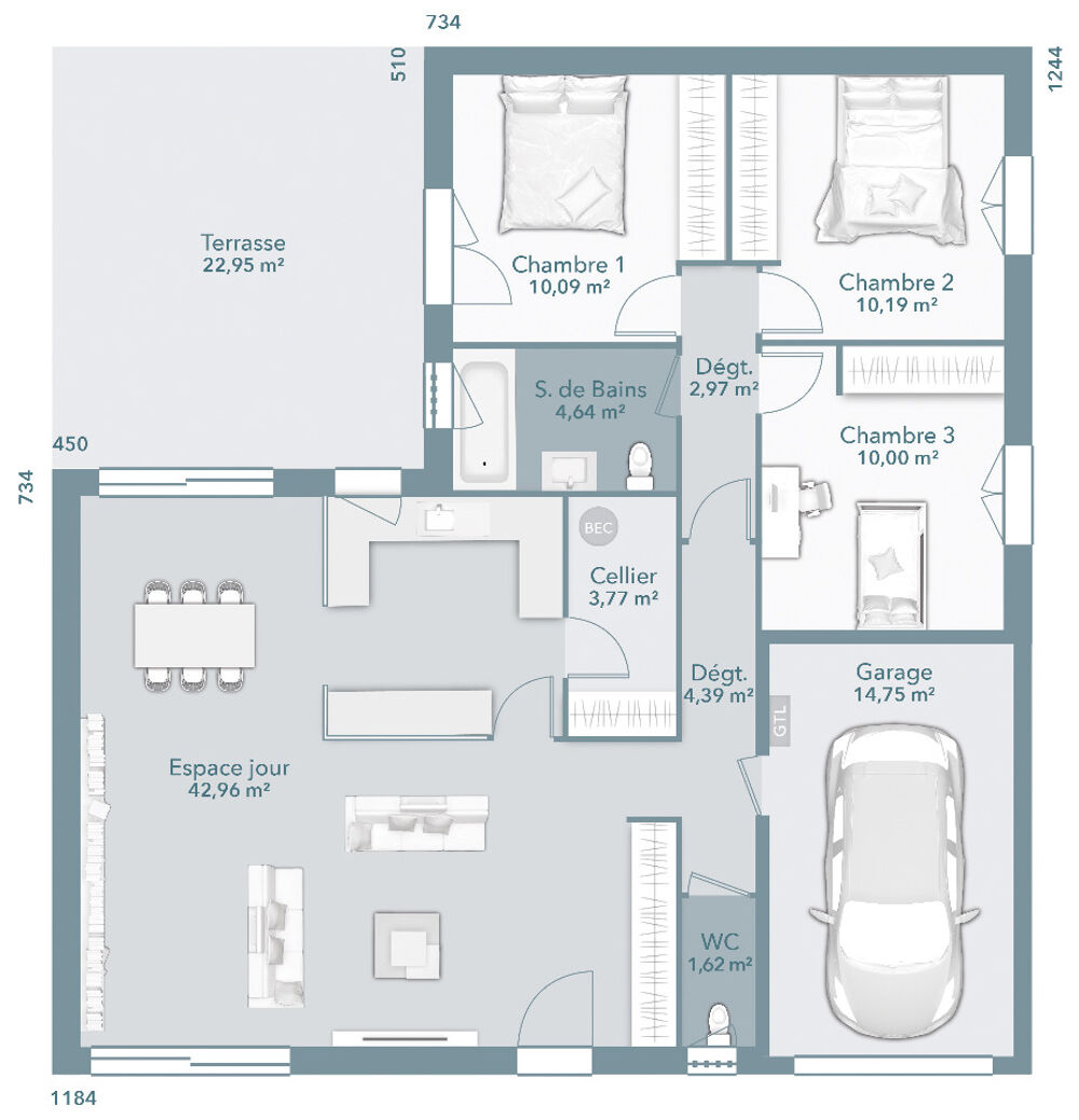 vente Maison - 4 pièce(s) - 90 m² Villasavary (11150)