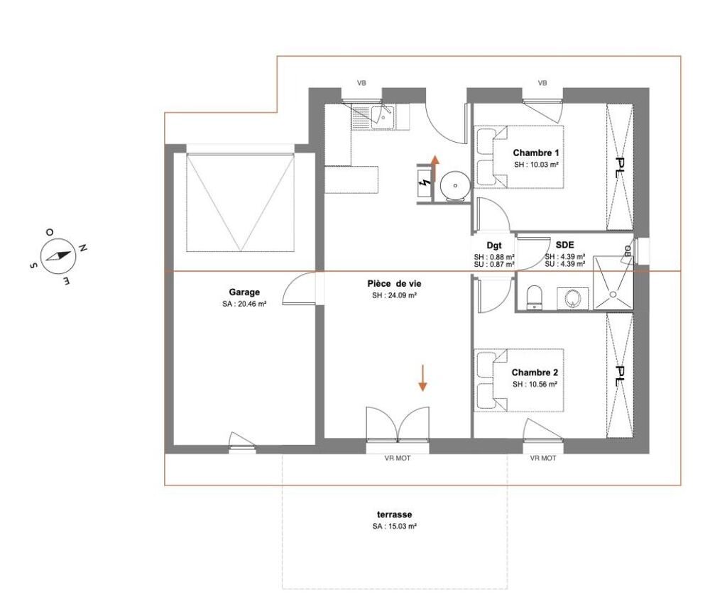 vente Maison - 3 pièce(s) - 50 m² Bias (40170)