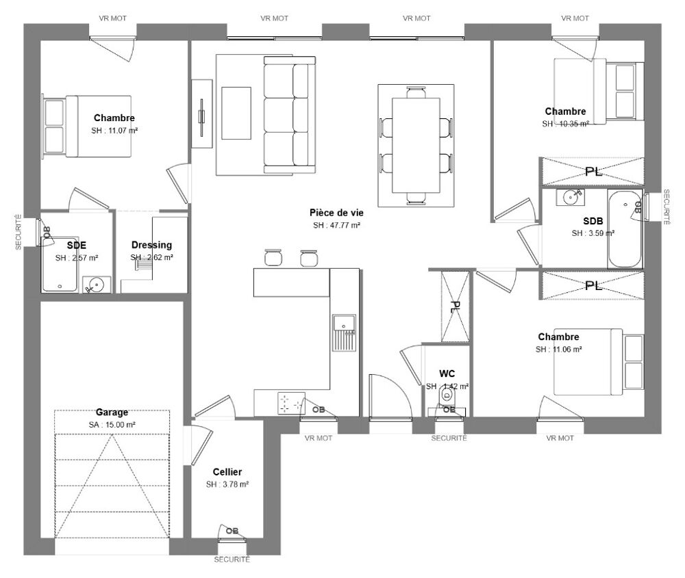 Découvrez cette belle maison de plain-pied à construire,....