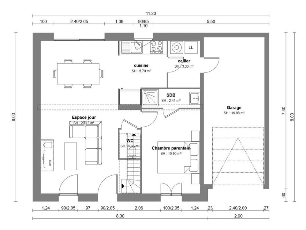 vente Maison - 7 pi�ce(s) - 102 m� Port-en-Bessin-Huppain (14520)