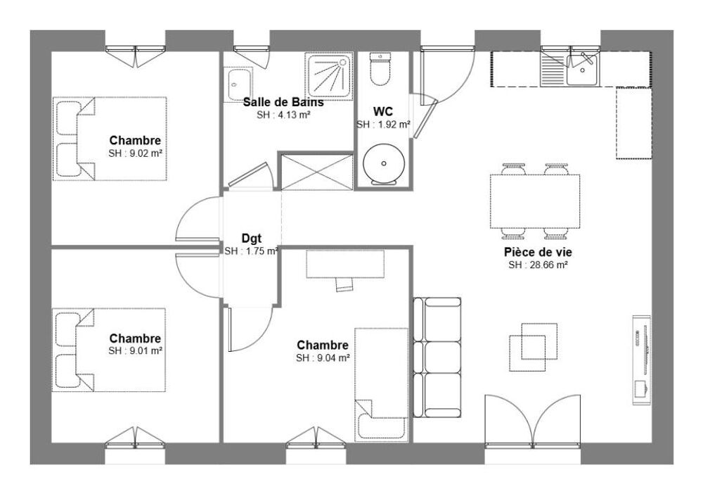 vente Maison - 4 pièce(s) - 64 m² Salernes (83690)